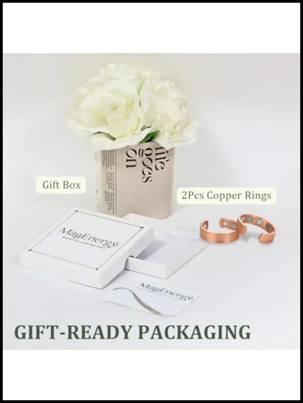 99.9% Pure Copper Magnetic Adjustable Ring Set with Strong Magnet